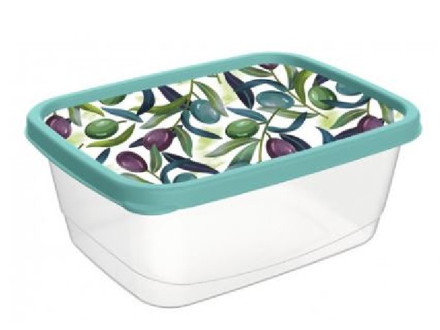 Контейнер для продуктов прямоугольный 0,85л с декором (зеленый)